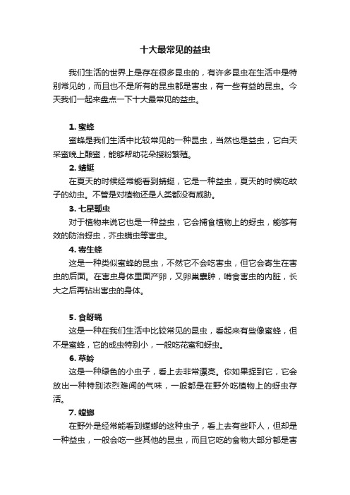 十大最常见的益虫