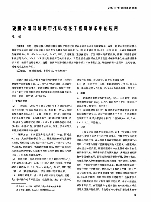 硬膜外阻滞辅用布托啡诺在子宫切除术中的应用