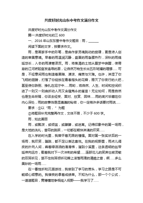 共度好时光山东中考作文满分作文