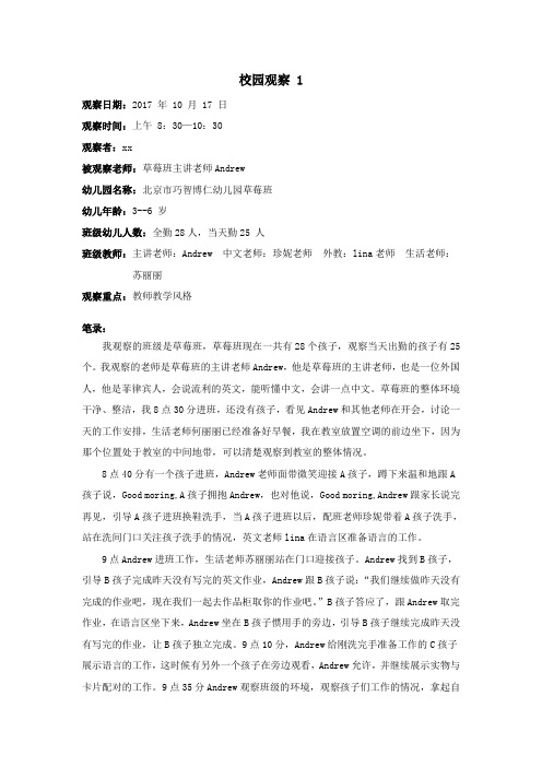 蒙特梭利幼儿观察记录
