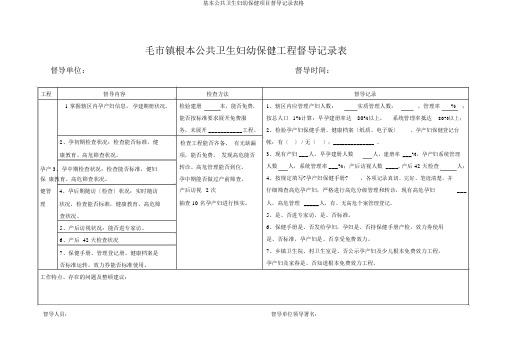 基本公共卫生妇幼保健项目督导记录表格