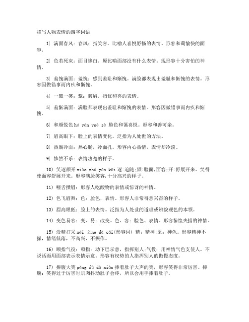 描写人物表情的四字词语