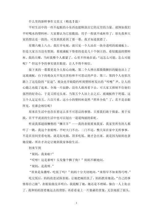 什么里的新鲜事作文范文(5篇)(精选)