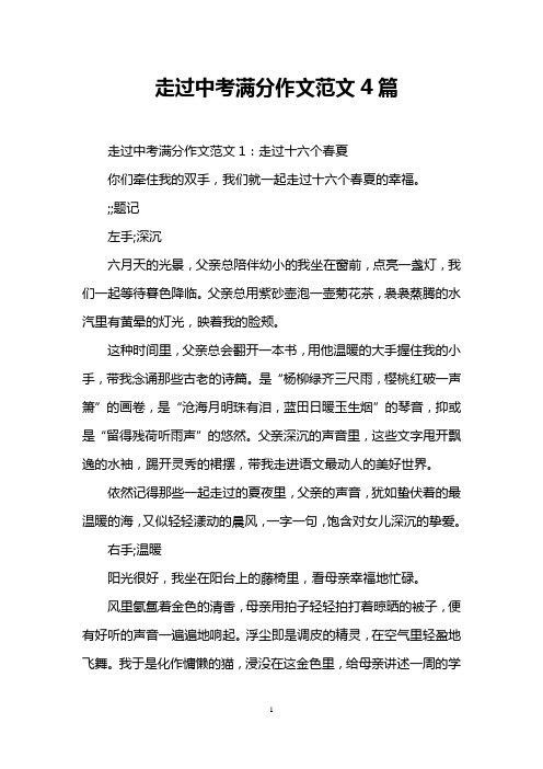 走过中考满分作文范文4篇