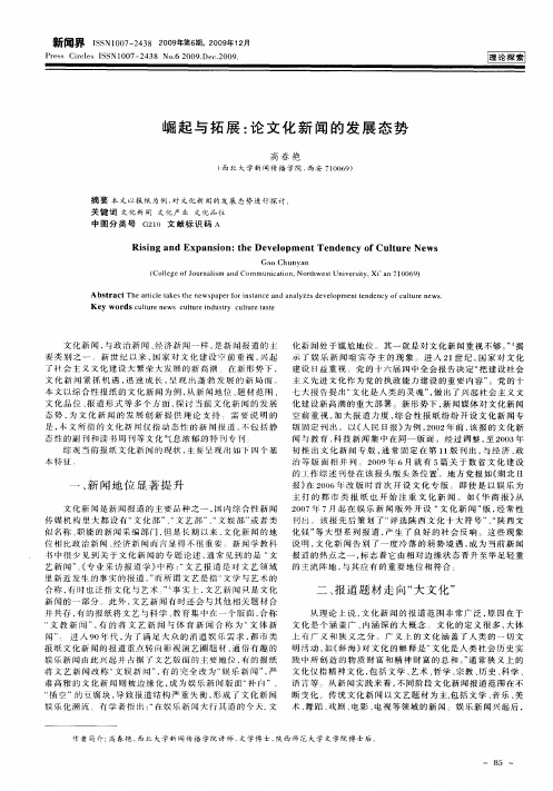 崛起与拓展：论文化新闻的发展态势
