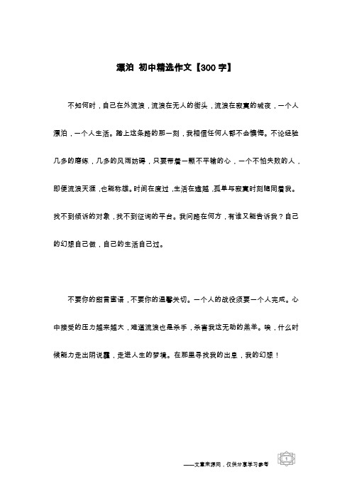 漂泊 初中精选作文【300字】