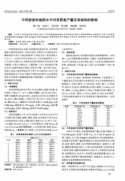 不同密度和施肥水平对苦荞麦产量及其结构的影响