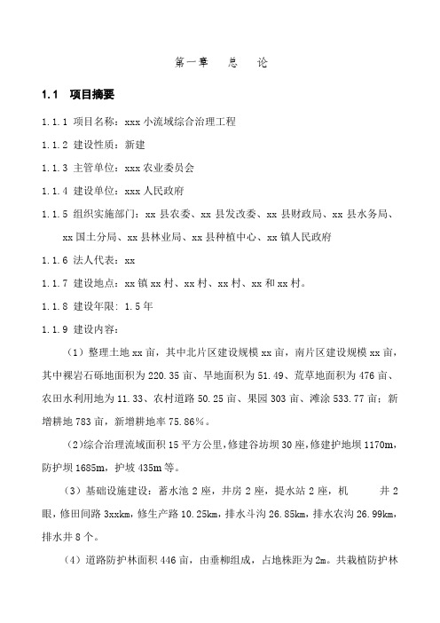 小流域综合治理工程可行性研究报告