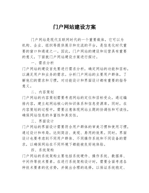 门户网站建设方案