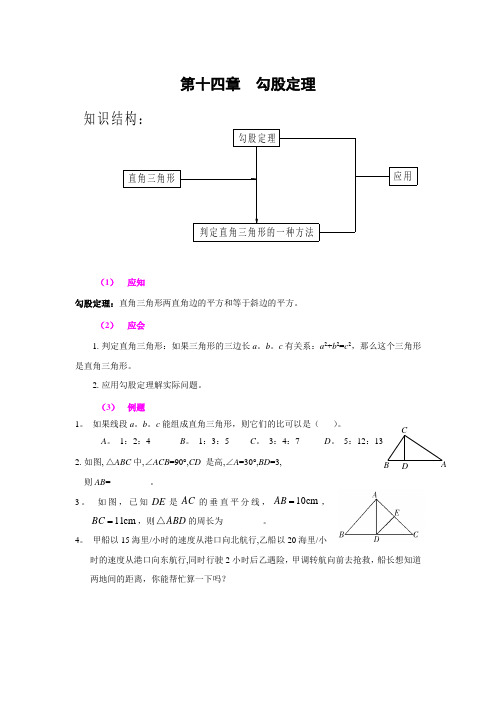 华师大八年级数学上 第14章 勾股定理单元复习(含答案)