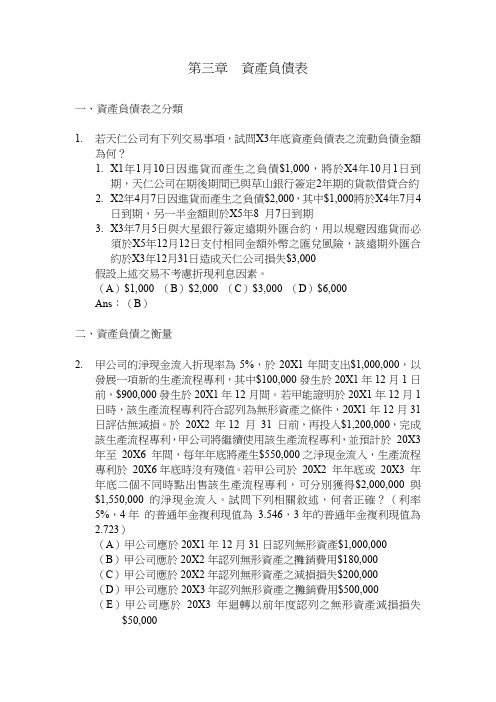 资产负债表