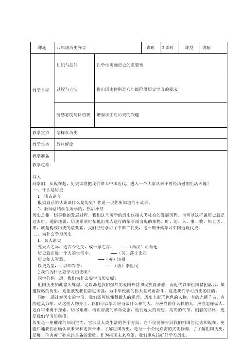 八年级历史导言