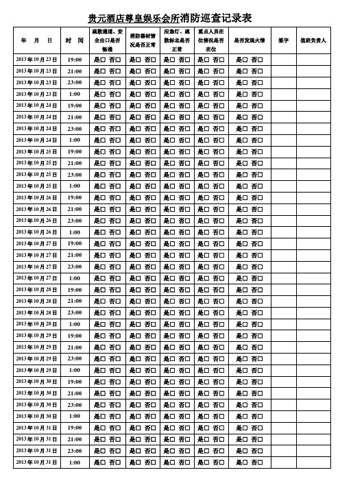 消防巡查记录表