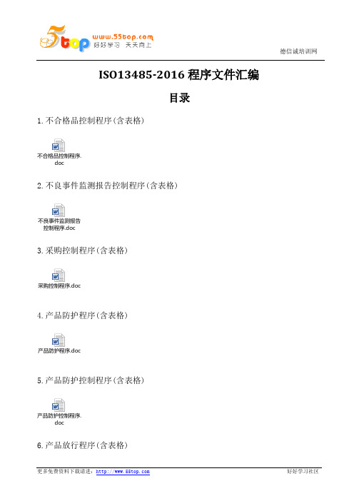 ISO13485-2016程序文件汇编