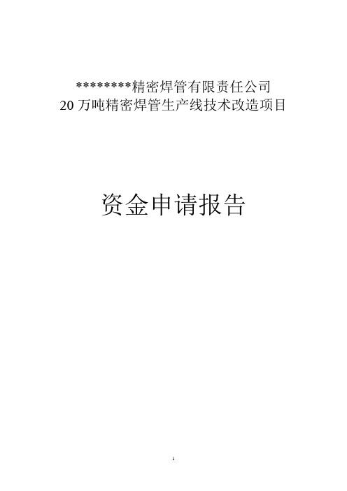 20万吨精密焊管生产线技术改造项目资金申请报告