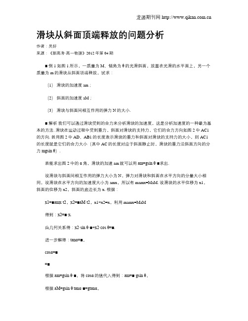 滑块从斜面顶端释放的问题分析