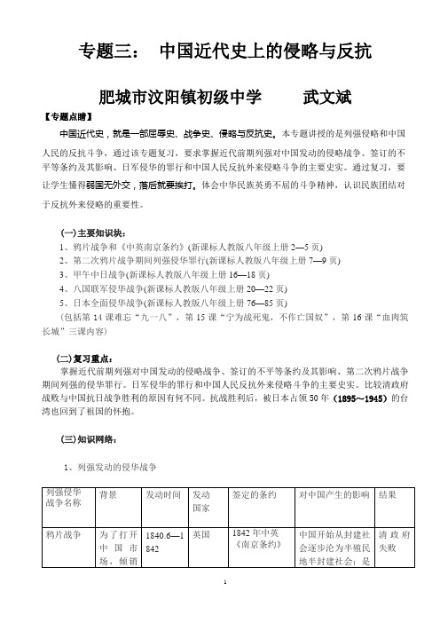 专题3   中国近代史上的侵略与反抗