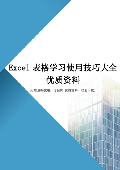 Excel表格学习使用技巧大全优质资料
