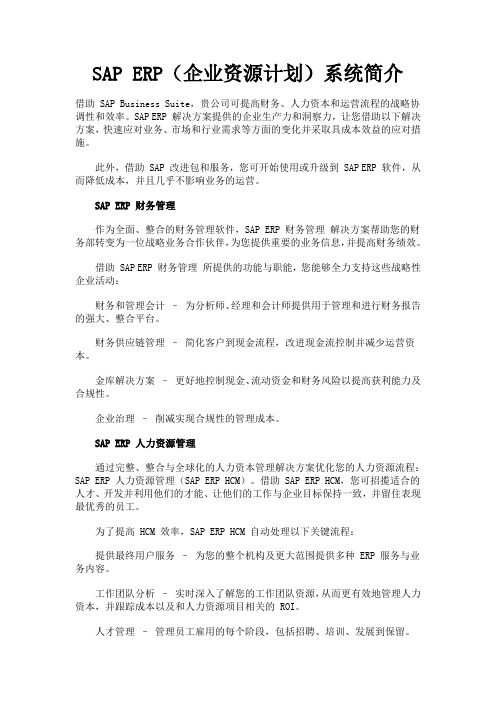 SAP+ERP(企业资源计划)系统简介