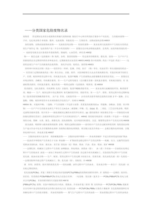 国家危废名录汇总