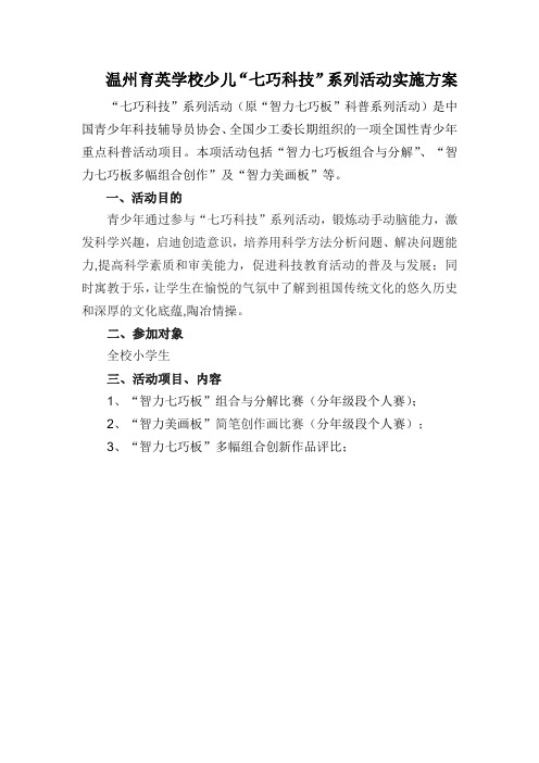 七巧科技活动方案