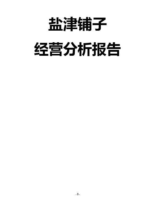 盐津铺子经营分析报告