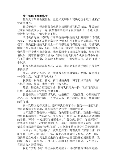 折纸飞机的作文范文精选