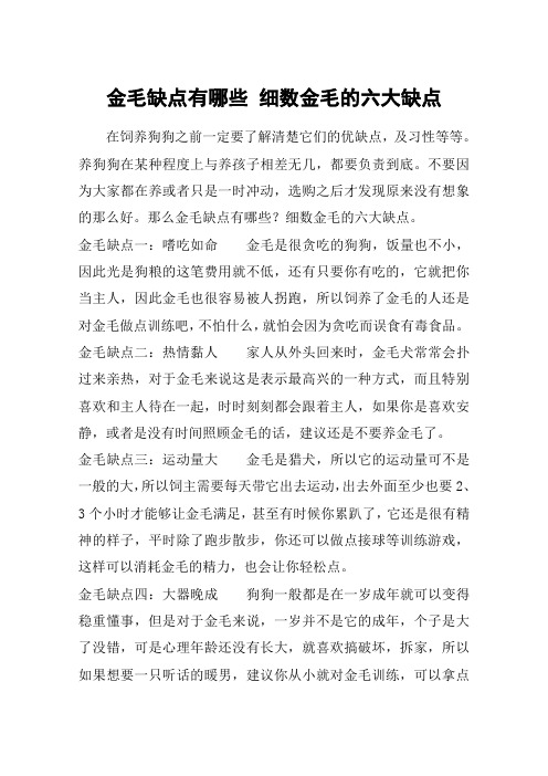 金毛缺点有哪些 细数金毛的六大缺点