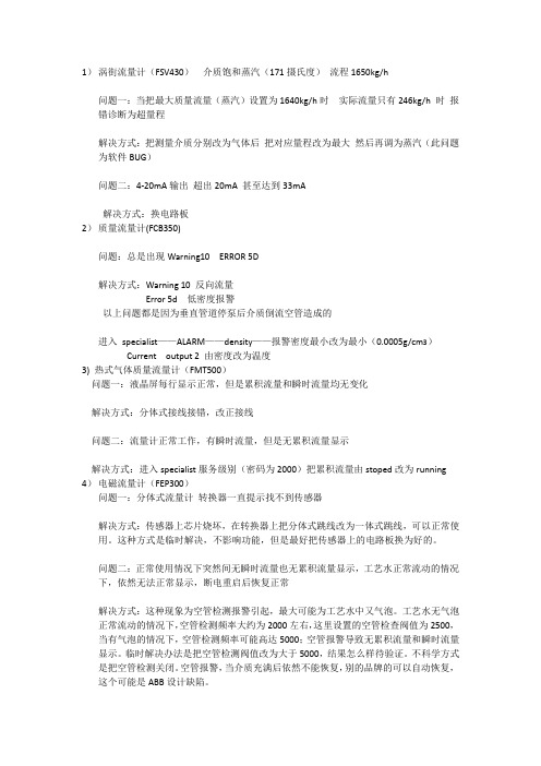 ABB流量计简单故障排除
