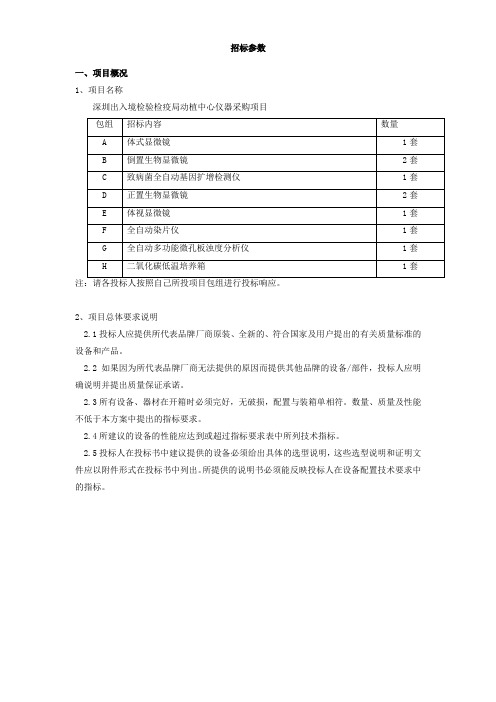 招标参数