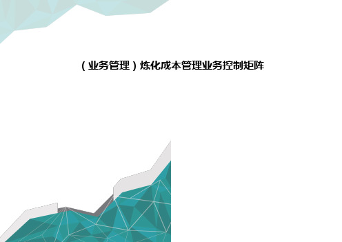 优质(业务管理)炼化成本管理业务控制矩阵 优质