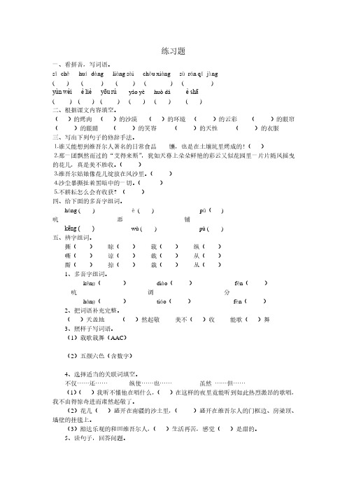 人教版六年级语文下册9 和田的维吾尔 练习题