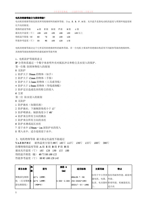 电机的绝缘等级分为那些等级