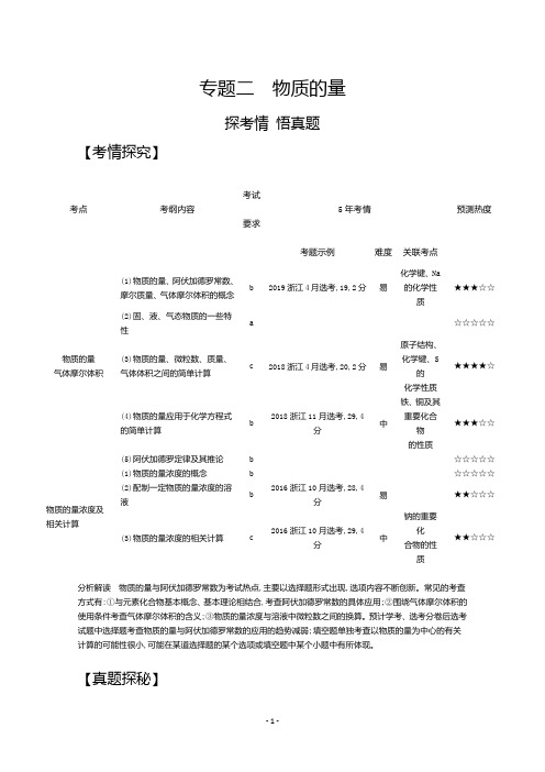 2021高考化学浙江版一轮复习精练：专题2 物质的量