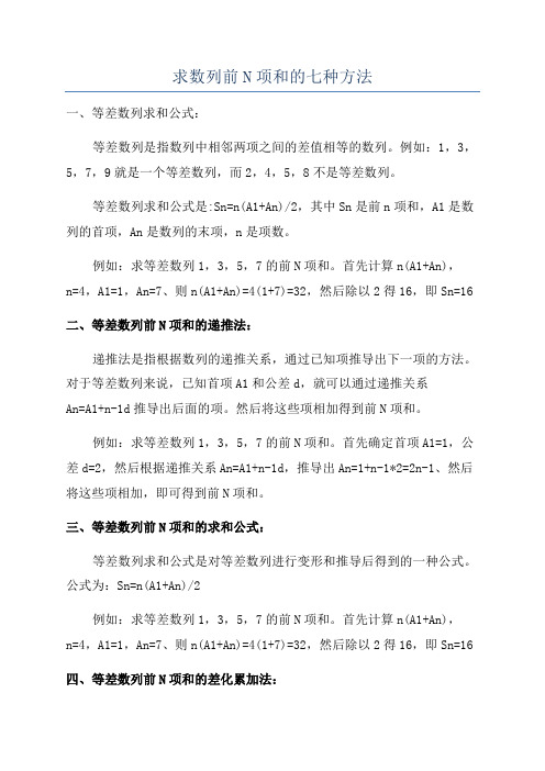 求数列前N项和的七种方法