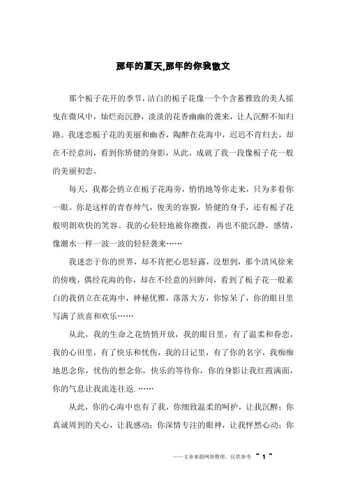那年的夏天,那年的你我散文
