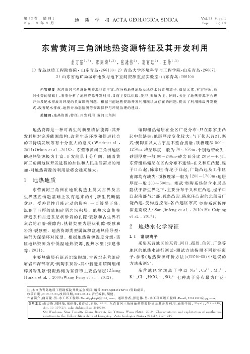 东营黄河三角洲地热资源特征及其开发利用