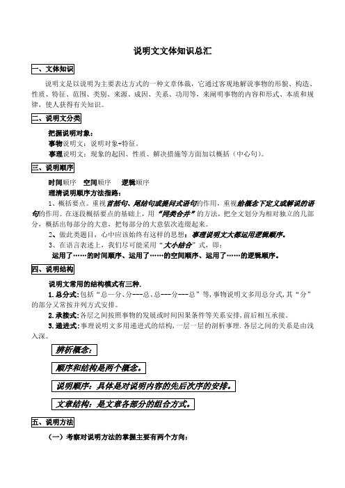 说明文文体知识