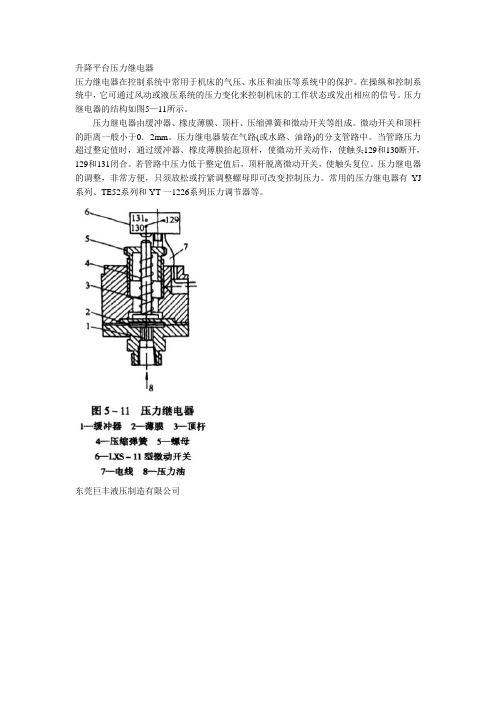 升降平台压力继电器