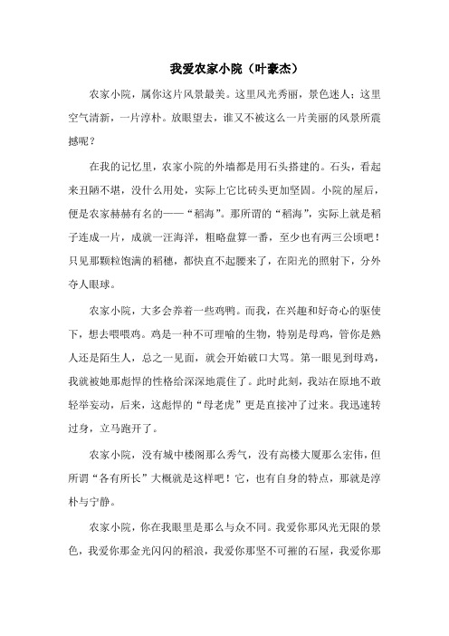 我爱农家小院 (叶豪杰) 新起点作文