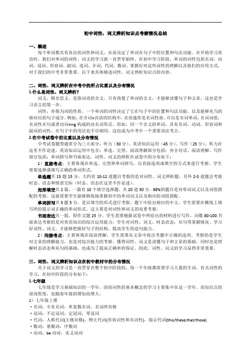 (完整)初中词性,词义辨析知识点考察总结,推荐文档