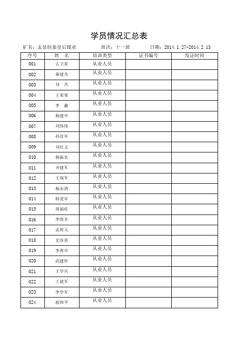学员情况汇总表