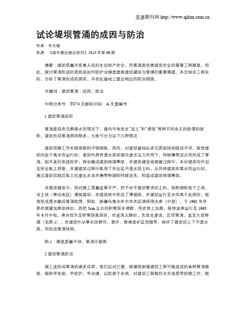 试论堤坝管涌的成因与防治