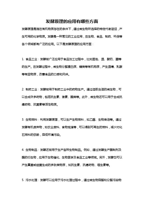 发酵原理的应用有哪些方面