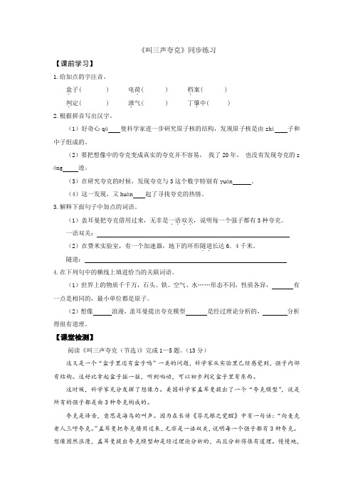 叫三声夸克同步练习
