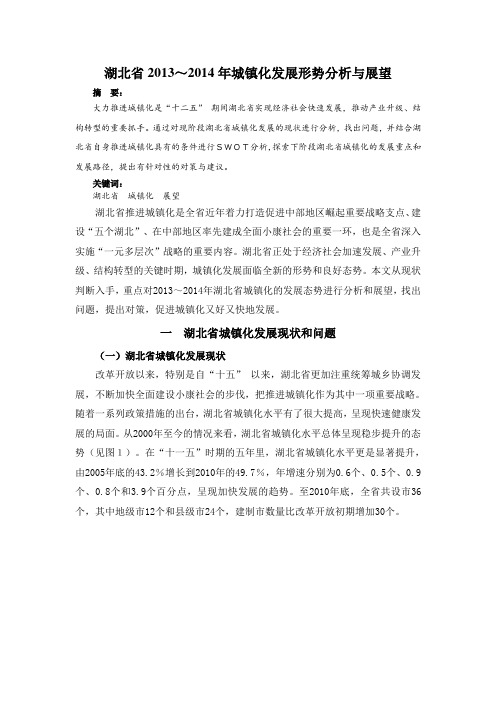 湖北省2013～2014年城镇化发展形势分析与展望