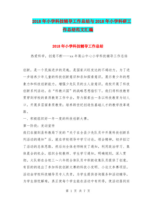 2018年小学科技辅导工作总结与2018年小学科研工作总结范文汇编.doc.doc