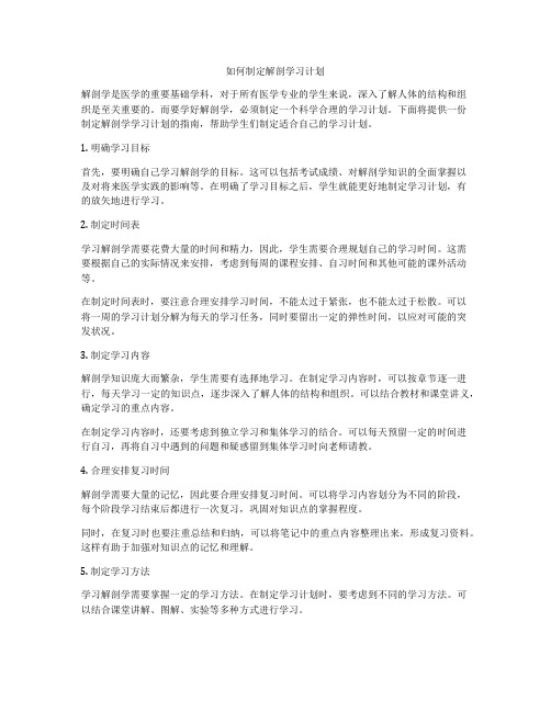 如何制定解剖学习计划