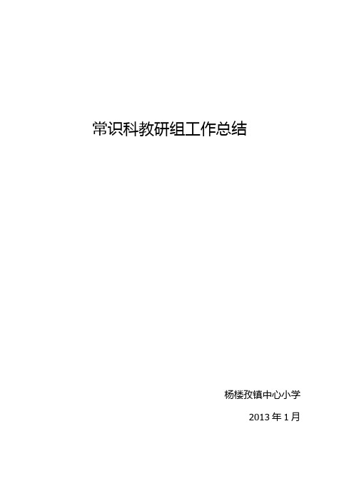 常识科教研组工作总结