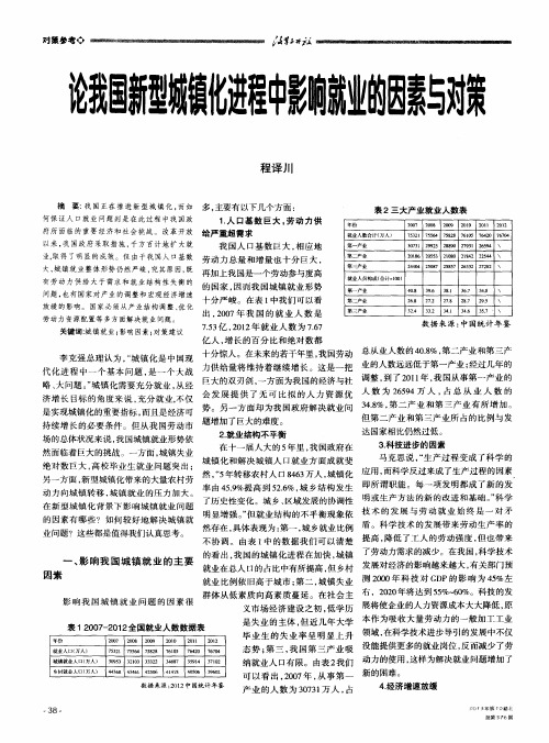 论我国新型城镇化进程中影响就业的因素与对策
